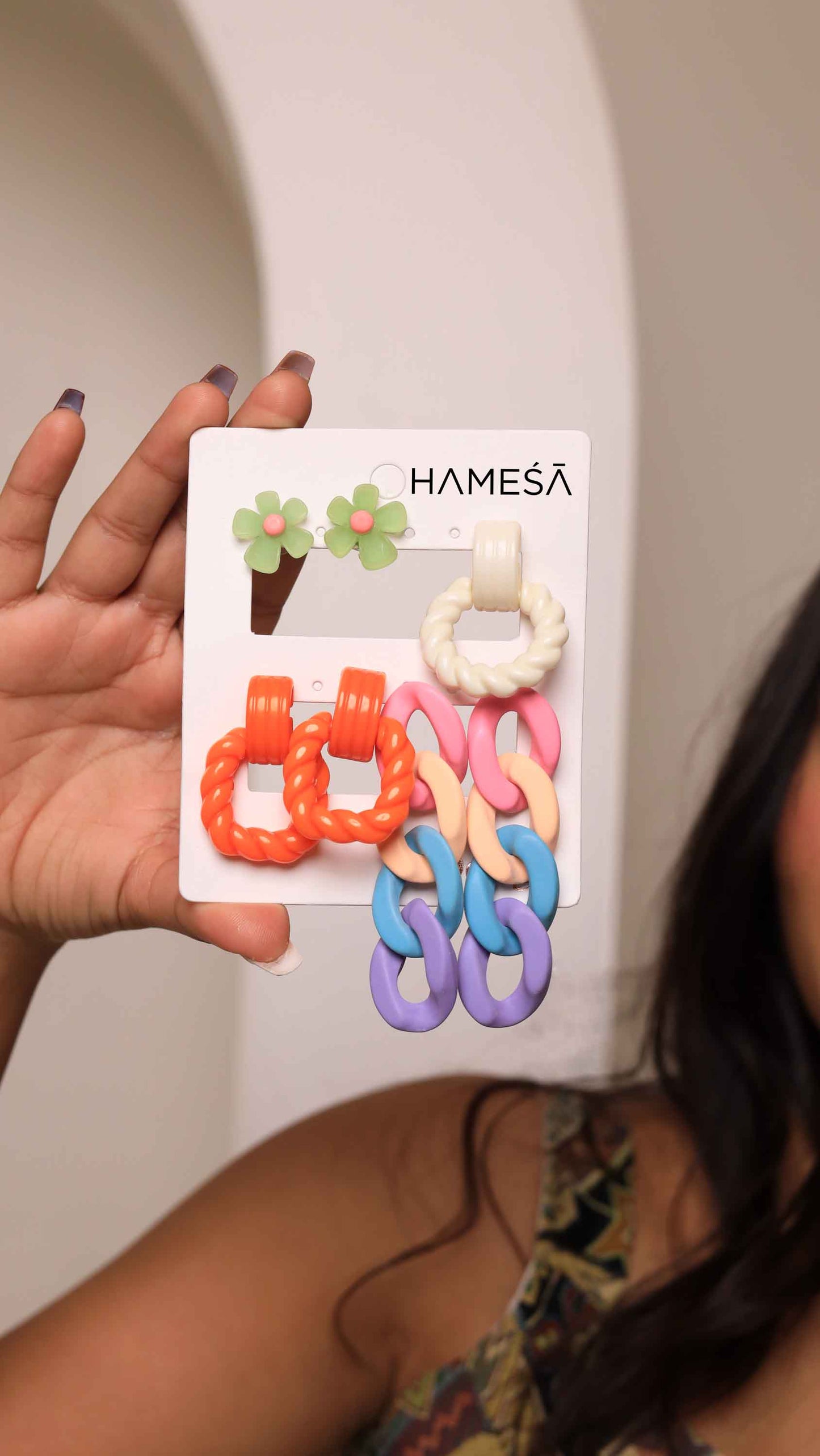 Flower-Themed-Colorful-Earring-Stack For Her