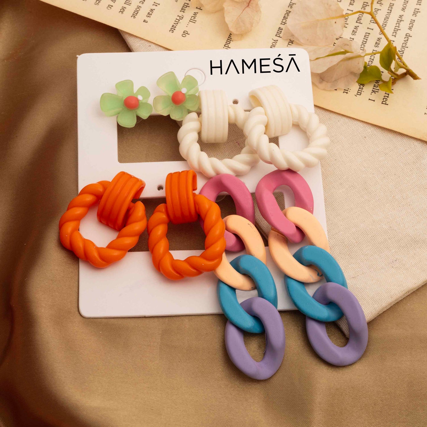 Flower-Themed-Colorful-Earring-Stack For Women