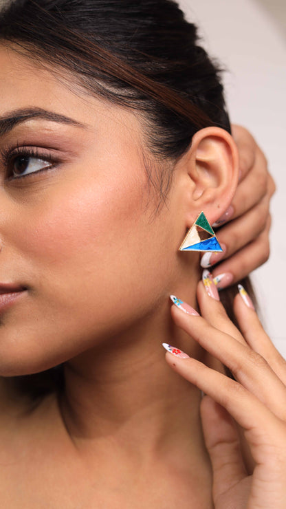 Multi-Colored-Tringle-Shaped-Earring