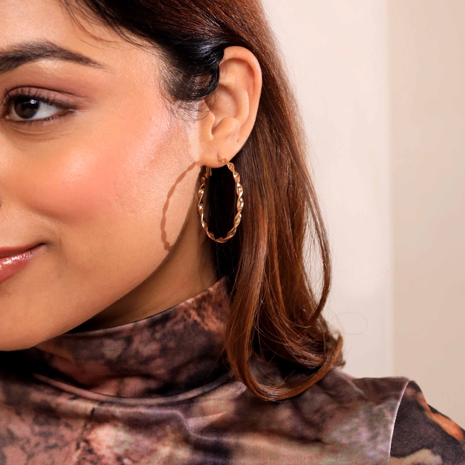 Trendy Set of 5 Green Heart Earring Stack